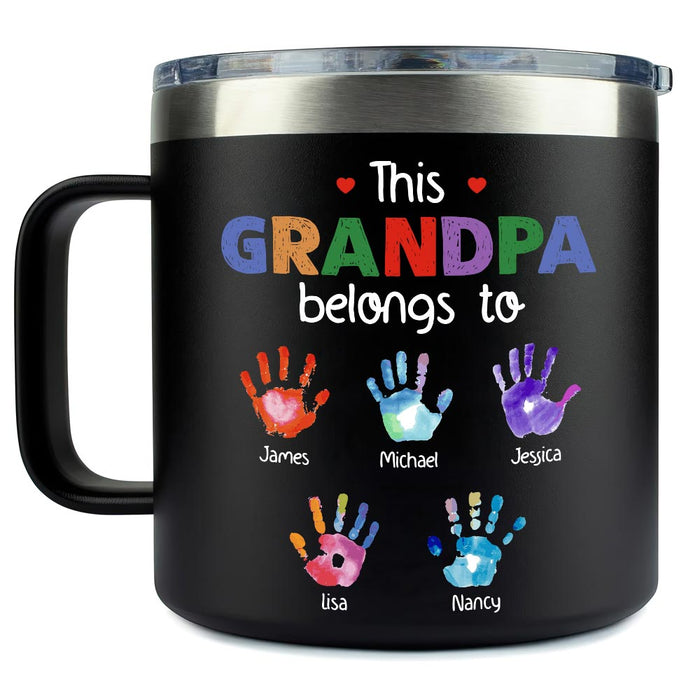 Personalized Gift For Grandpa Handprints Stainless Steel Mug 33395 1