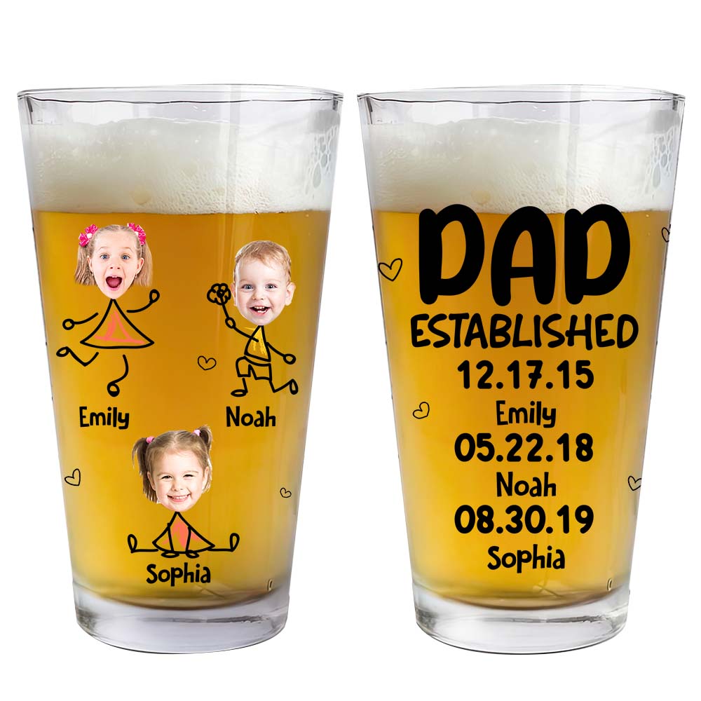 Personalized Dad Established Beer Glass 33398 Primary Mockup