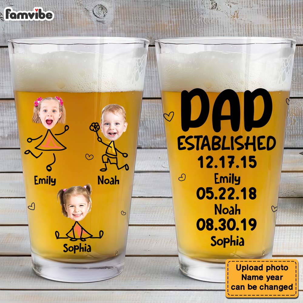 Personalized Dad Established Beer Glass 33398 Primary Mockup