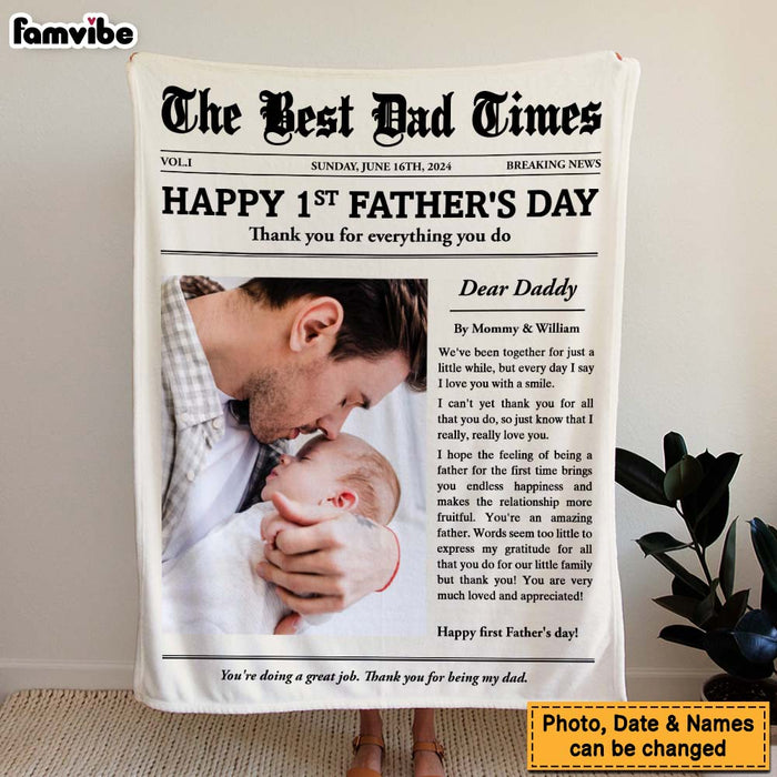 Personalized Happy 1st Father's Day Thank You For Everything Blanket 33401 1