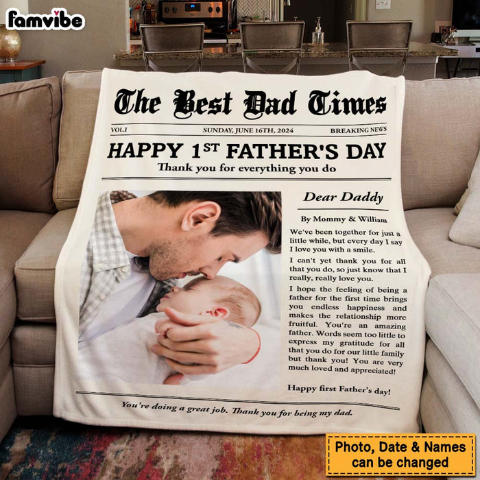 Personalized Happy 1st Father's Day Thank You For Everything Blanket 33401 1