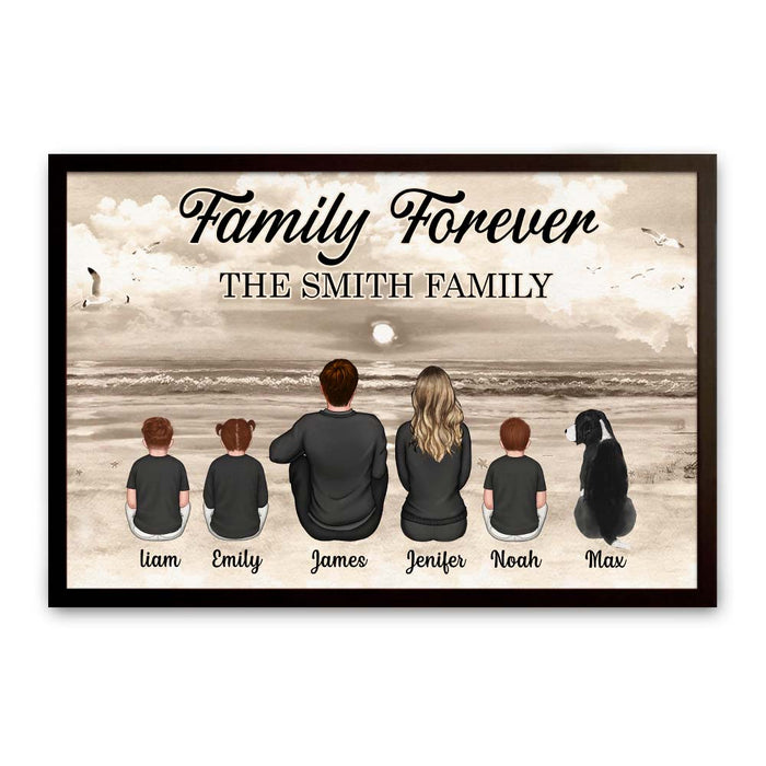 Personalized Family Retro Vintage Beach Landscape Poster 33403 1