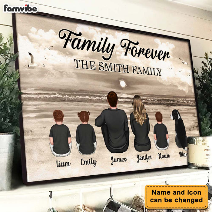 Personalized Family Retro Vintage Beach Landscape Poster 33403 1
