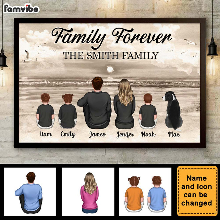 Personalized Family Retro Vintage Beach Landscape Poster 33403 1