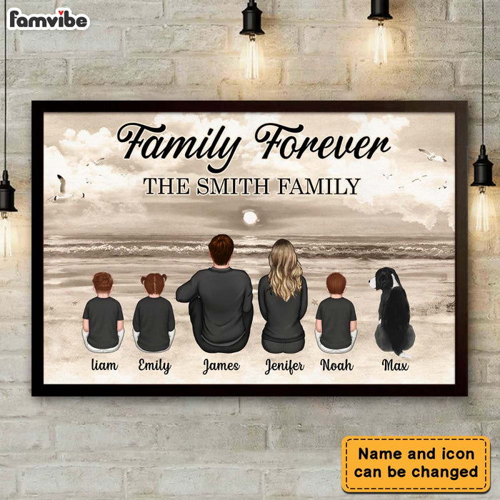 Personalized Family Retro Vintage Beach Landscape Poster 33403 1