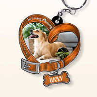 Personalized Heart Shaped Dog Collar Memorial Acrylic Keychain 33404 thumb 1