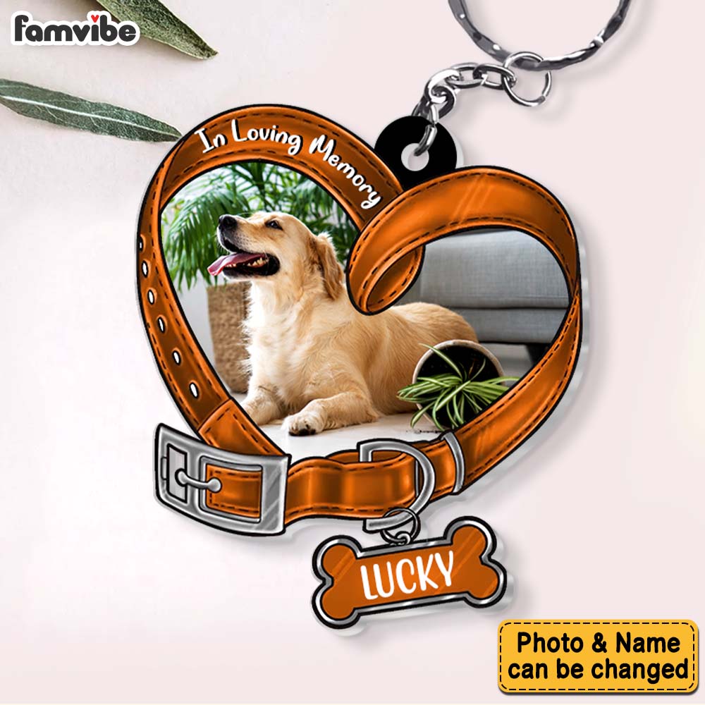 Personalized Heart Shaped Dog Collar Memorial Acrylic Keychain 33404 Primary Mockup