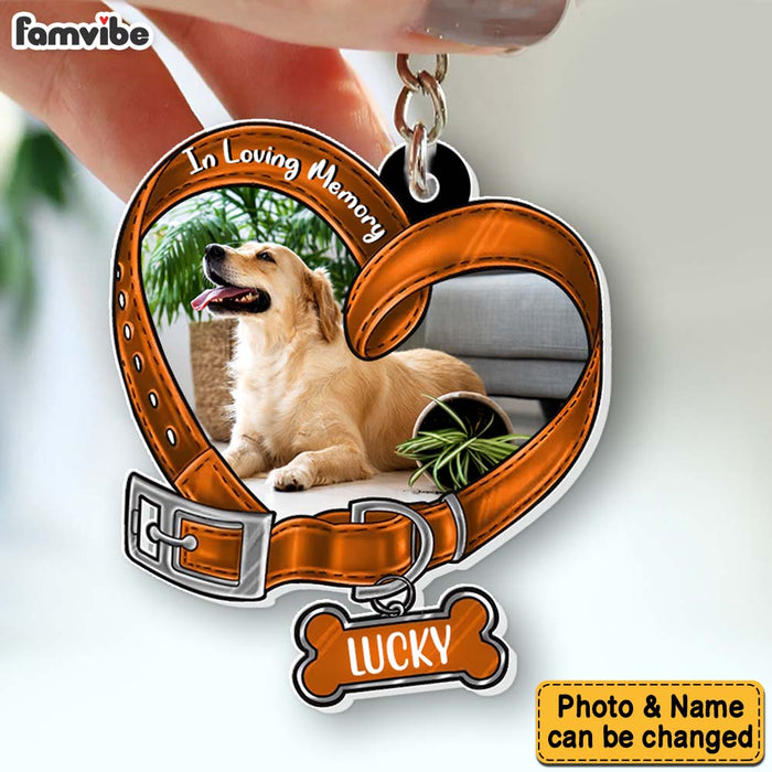 Personalized Heart Shaped Dog Collar Memorial Acrylic Keychain 33404 1