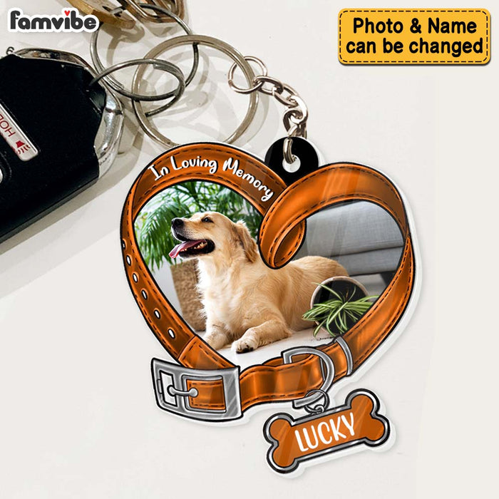 Personalized Heart Shaped Dog Collar Memorial Acrylic Keychain 33404 1