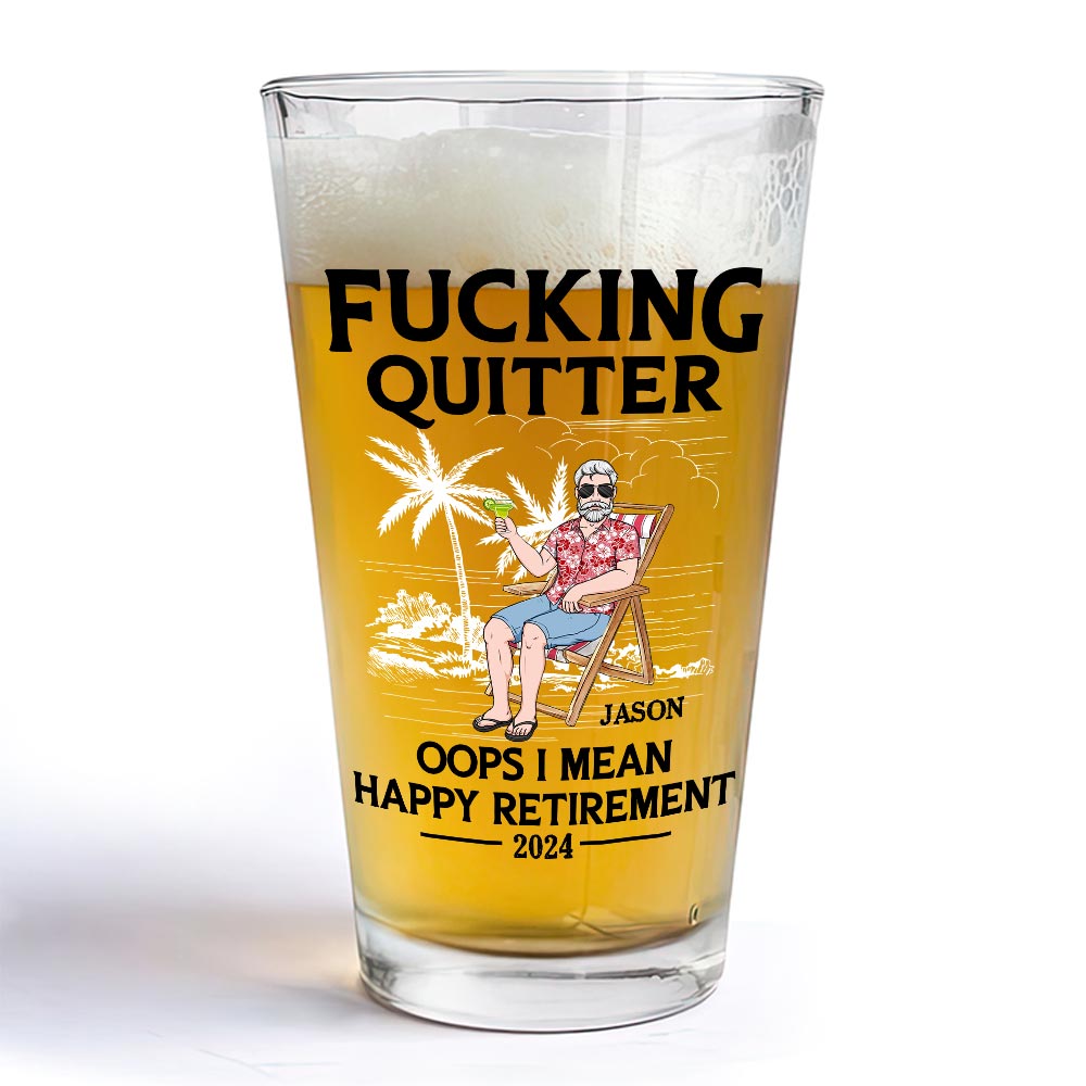 Personalized For Dad Oops I Mean Happy Retirement Beer Glass 33408 Primary Mockup