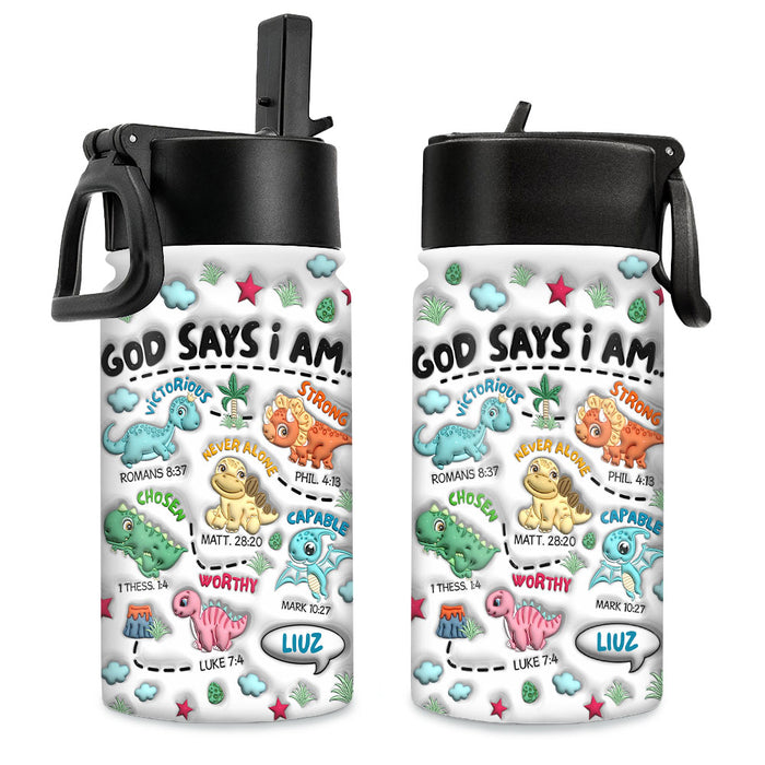 Personalized Gift for Grandson  3D Effect Inflated Kids Water Bottle 33411 1