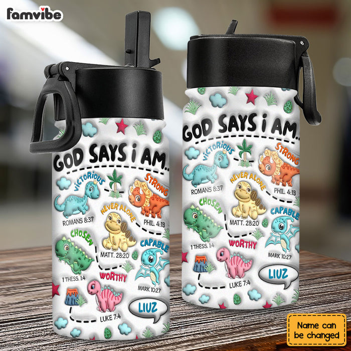 Personalized Gift for Grandson  3D Effect Inflated Kids Water Bottle 33411 1