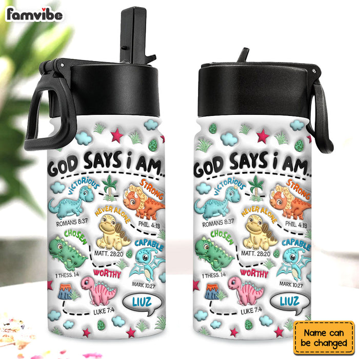 Personalized Gift for Grandson  3D Effect Inflated Kids Water Bottle 33411 1