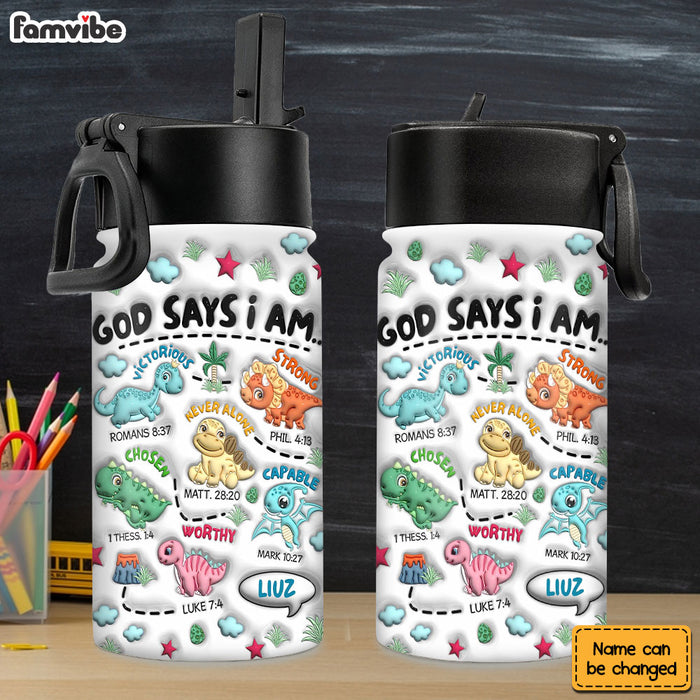 Personalized Gift for Grandson  3D Effect Inflated Kids Water Bottle 33411 1