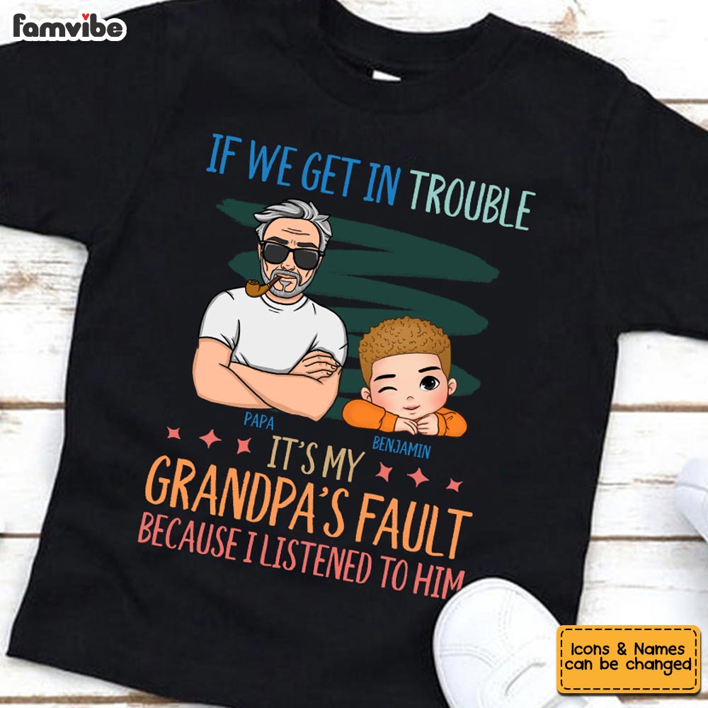 Personalized Gift For Grandson It's Grandpa's Fault Kid T Shirt - Kid Hoodie - Kid Sweatshirt 33423 Mockup Black
