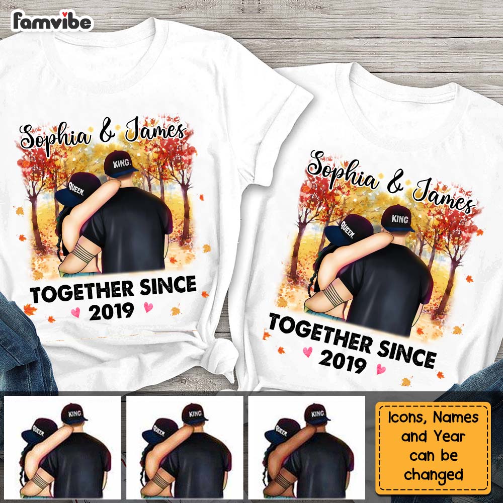 Personalized Couple Fall Together Since T Shirt Couple T Shirt 33430 Primary Mockup