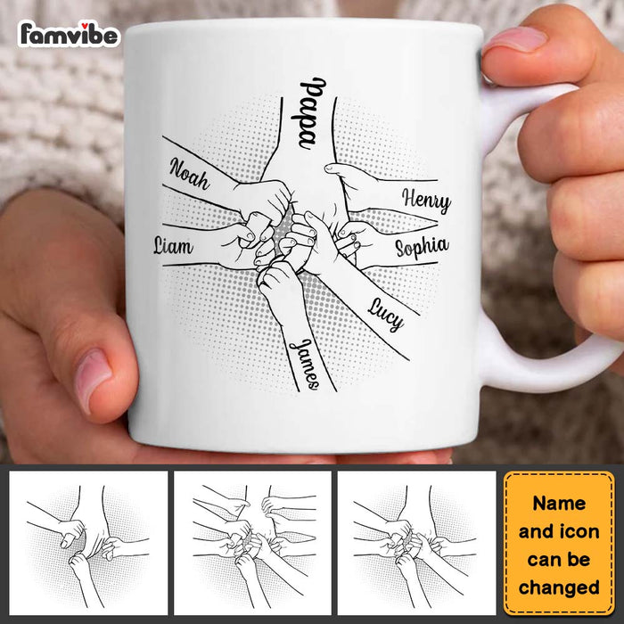 Personalized Dad Papa Kids Hand in Hand Mug 33439 1