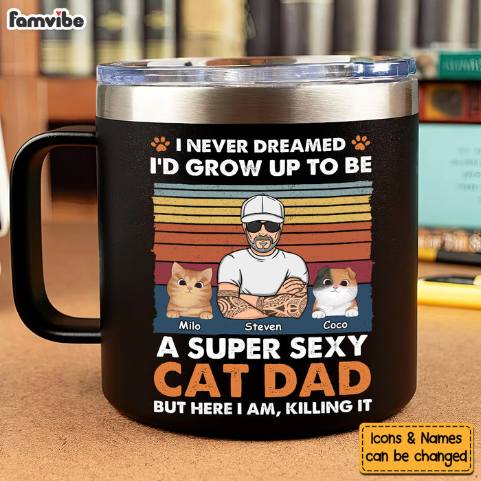 Personalized For Dad The Ultimate Cat Dad Stainless Steel Tumbler With Handle 33440 1