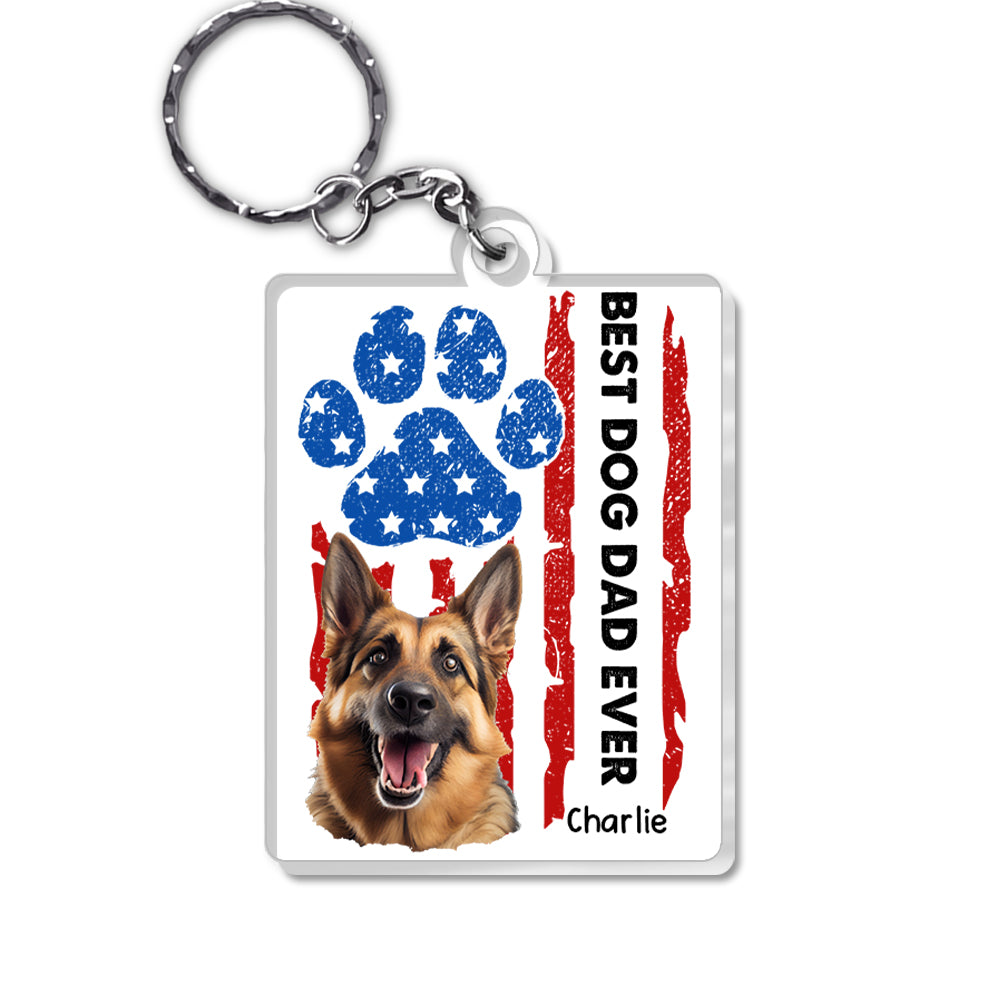 Personalized For Dad Custom Photo Dog Dad Ever Acrylic Keychain 33444 Primary Mockup