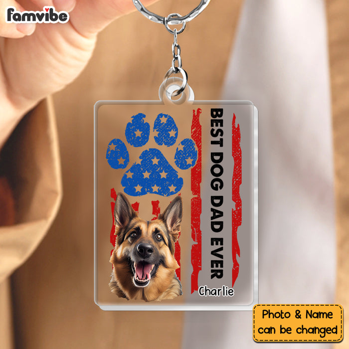 Personalized For Dad Custom Photo Dog Dad Ever Acrylic Keychain 33444 1