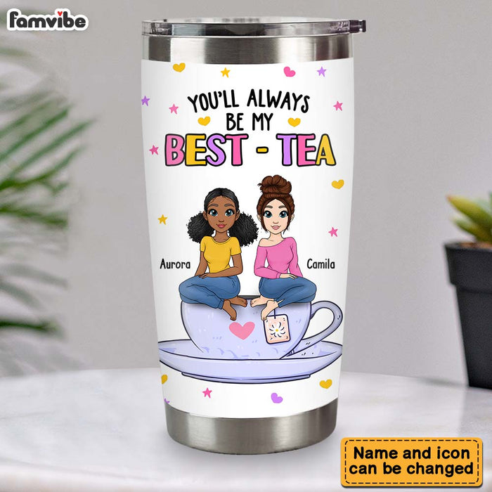 Personalized Gift For Friends Sisters Bes-t-Tea Steel Tumbler 33460 1