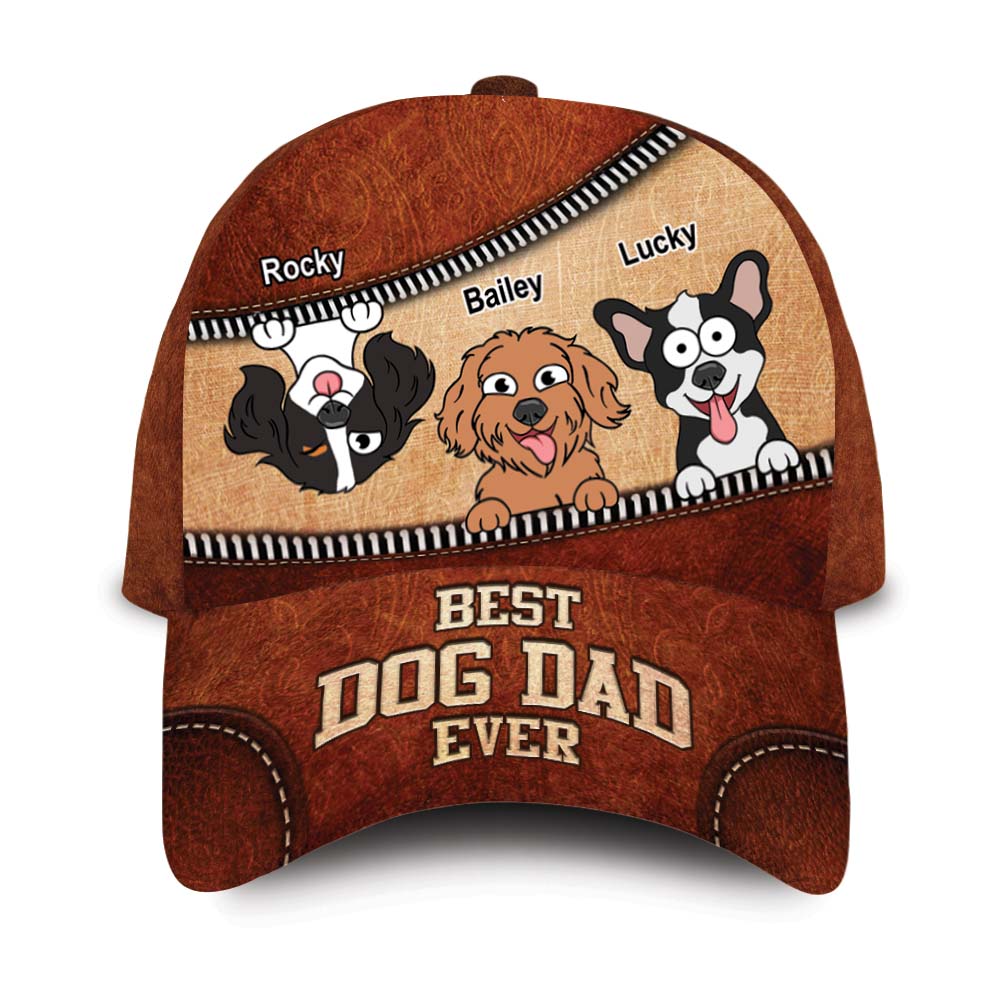 Personalized Gift for Dog dad Custom Leather Cap 33467 Primary Mockup