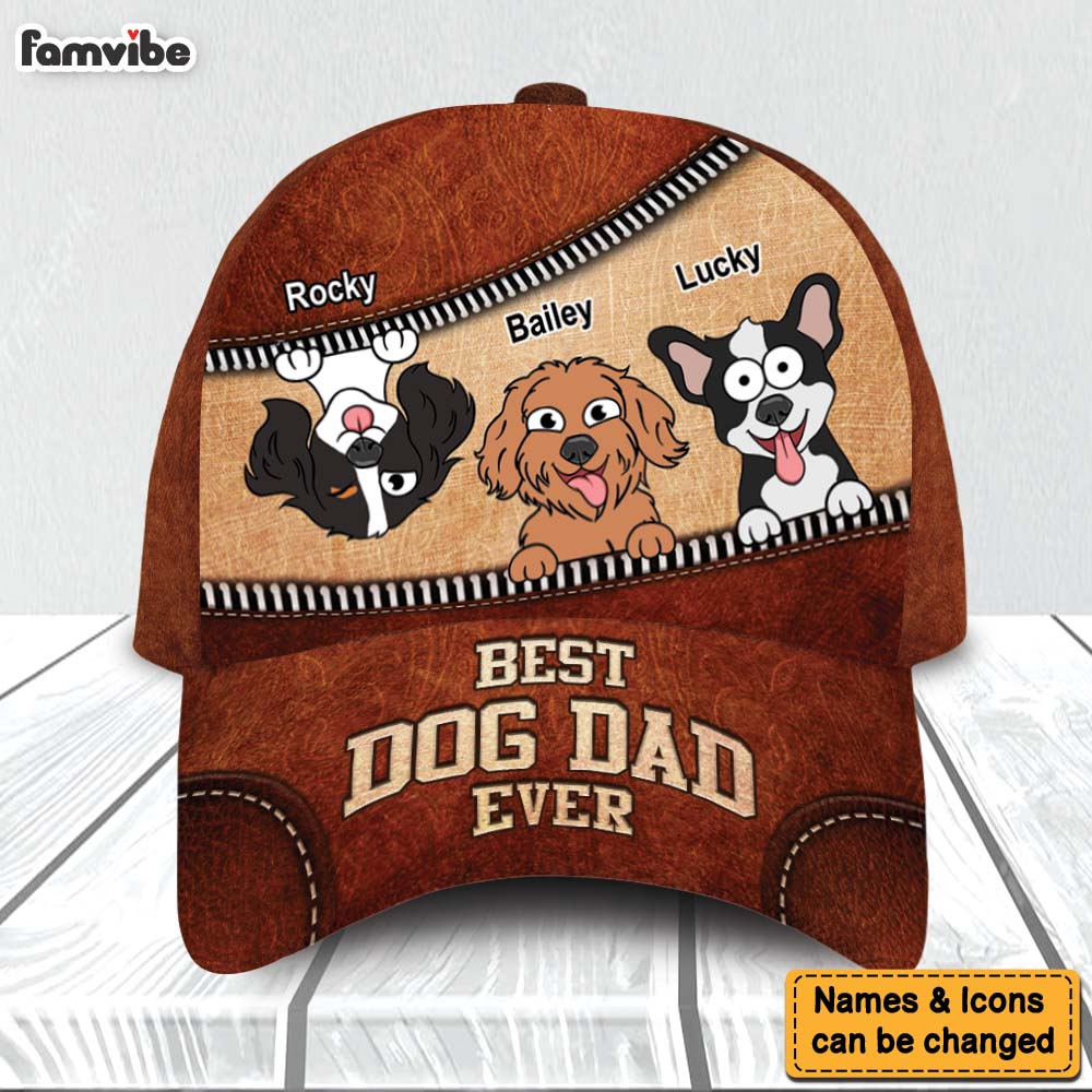 Personalized Gift for Dog dad Custom Leather Cap 33467 Primary Mockup