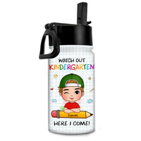 Personalized Back To School First Day Of School Gift For Grandson Watch Out Here I Come Kids Water Bottle 33468 thumb 1