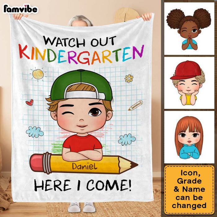 Personalized Back To School First Day Of School Gift For Grandson Watch Out Here I Come Blanket 33470 1