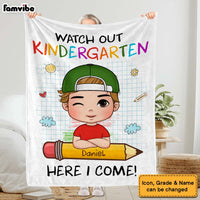 Personalized Back To School First Day Of School Gift For Grandson Watch Out Here I Come Blanket 33470 thumb 1