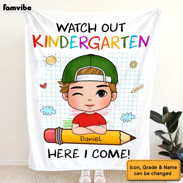 Personalized Back To School First Day Of School Gift For Grandson Watch Out Here I Come Blanket 33470 1