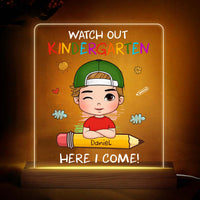 Personalized Back To School First Day Of School Gift For Grandson Watch Out Here I Come Plaque LED Lamp Night Light 33471 thumb 1