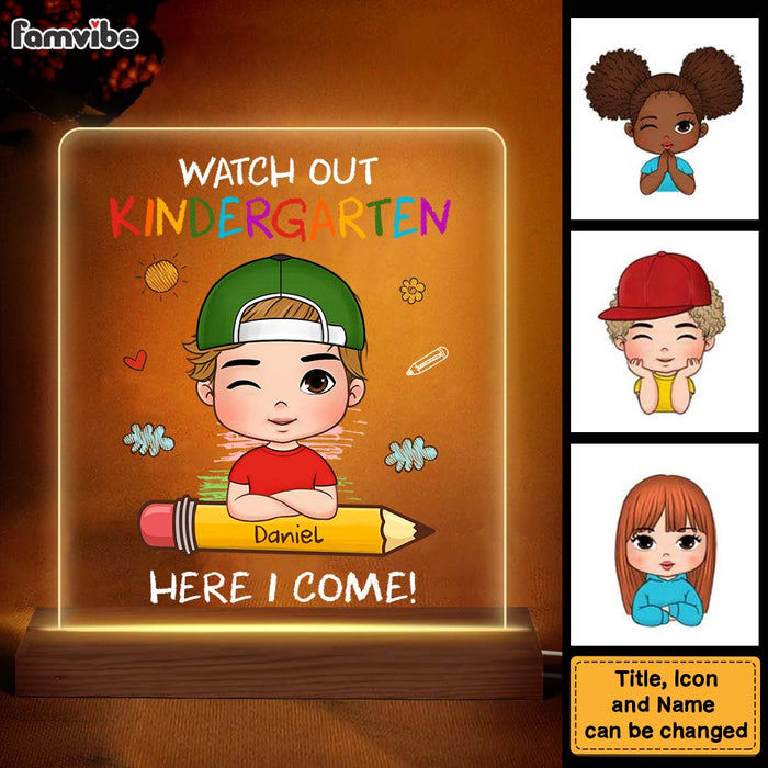 Personalized Back To School First Day Of School Gift For Grandson Watch Out Here I Come Plaque LED Lamp Night Light 33471 1