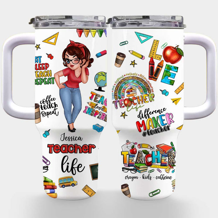 Personalized Gift For Teacher Life 40oz Tumbler With Straw 33476 1