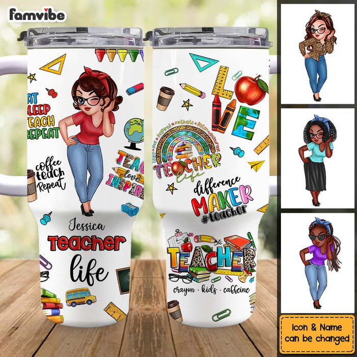 Personalized Gift For Teacher Life 40oz Tumbler With Straw 33476 1