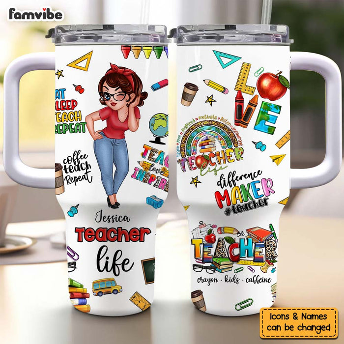Personalized Gift For Teacher Life 40oz Tumbler With Straw 33476 1
