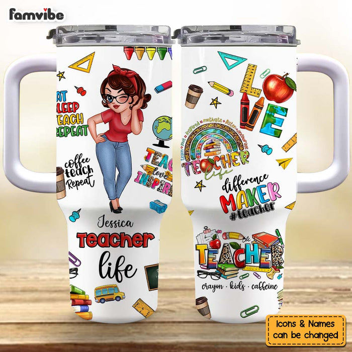 Personalized Gift For Teacher Life 40oz Tumbler With Straw 33476 1