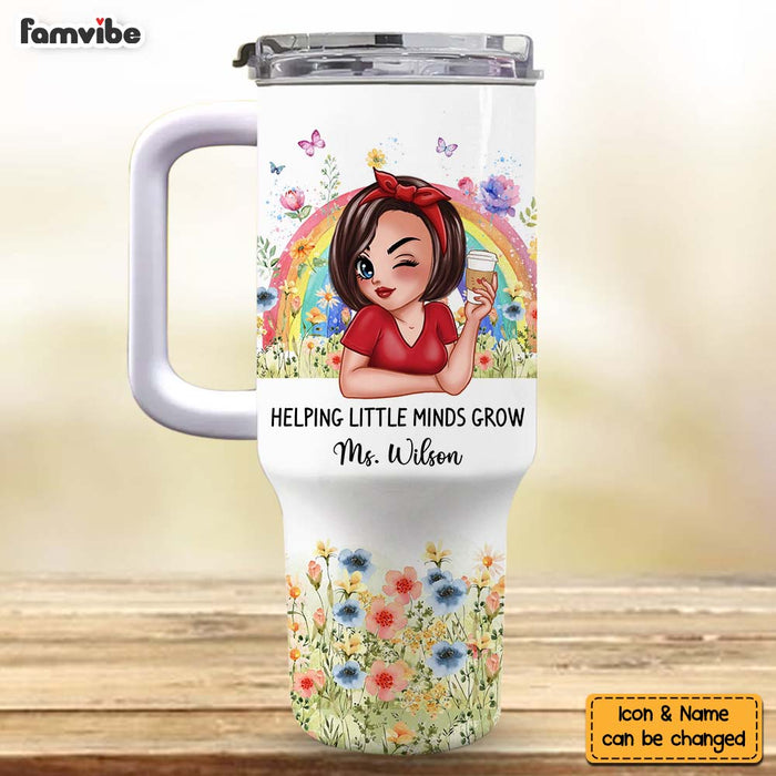 Personalized Gift For Teacher Helping Little Minds Grow 40oz Tumbler With Straw 33479 1