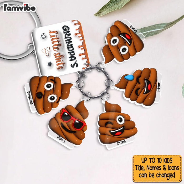 Personalized Gift for Grandpa Little Shit Acrylic Custom Keychain 33482 1