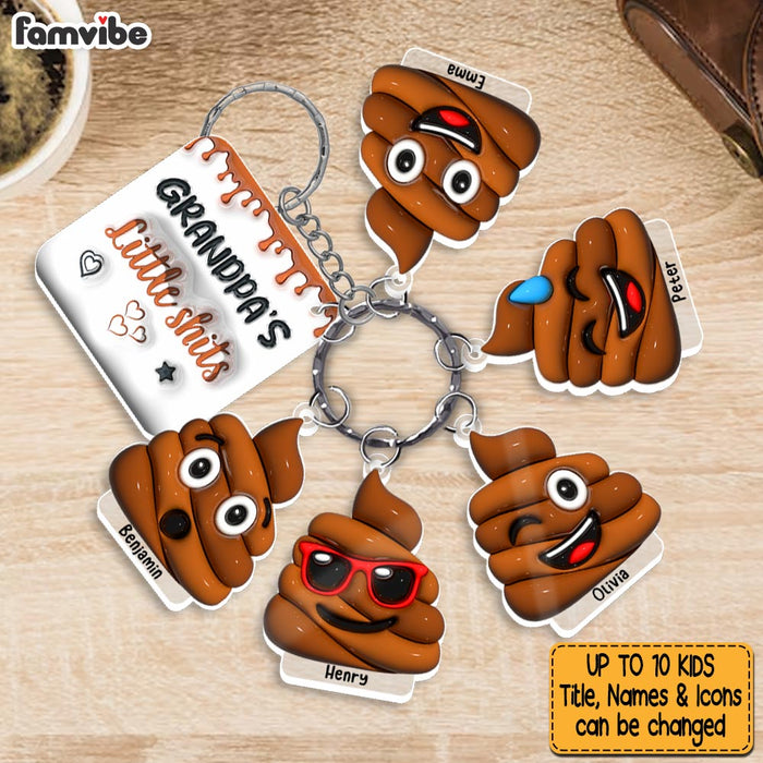 Personalized Gift for Grandpa Little Shit Acrylic Custom Keychain 33482 1