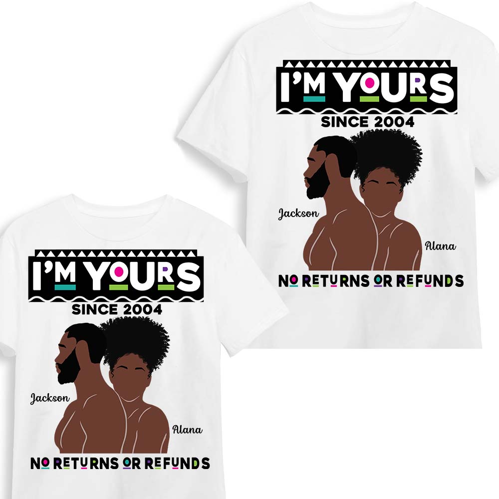 Personalized Gift For Black Couple No Refunds Or Returns Couple T Shirt 33490 Primary Mockup