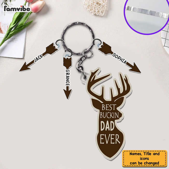 Personalized Gift For Dad Buckin Dad Ever Acrylic Custom Keychain 33499 1
