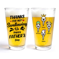 Personalized  Gift  For Dad Thanks For Not Swallowing Us  Father's Day Funny Beer Glass 33503 thumb 1