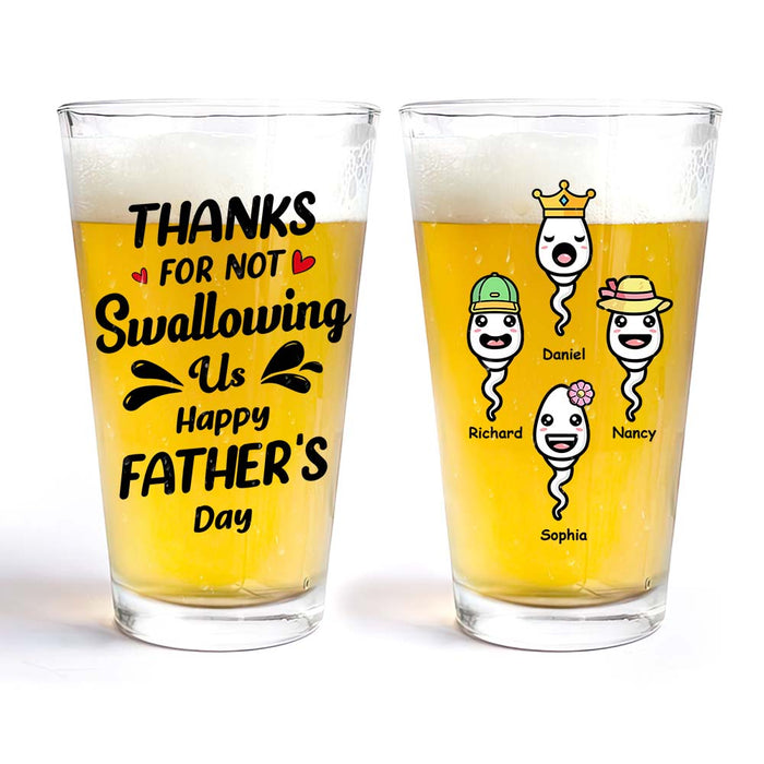 Personalized  Gift  For Dad Thanks For Not Swallowing Us  Father's Day Funny Beer Glass 33503 1