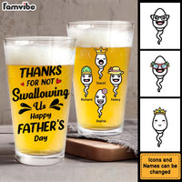 Personalized  Gift  For Dad Thanks For Not Swallowing Us  Father's Day Funny Beer Glass 33503 thumb 1
