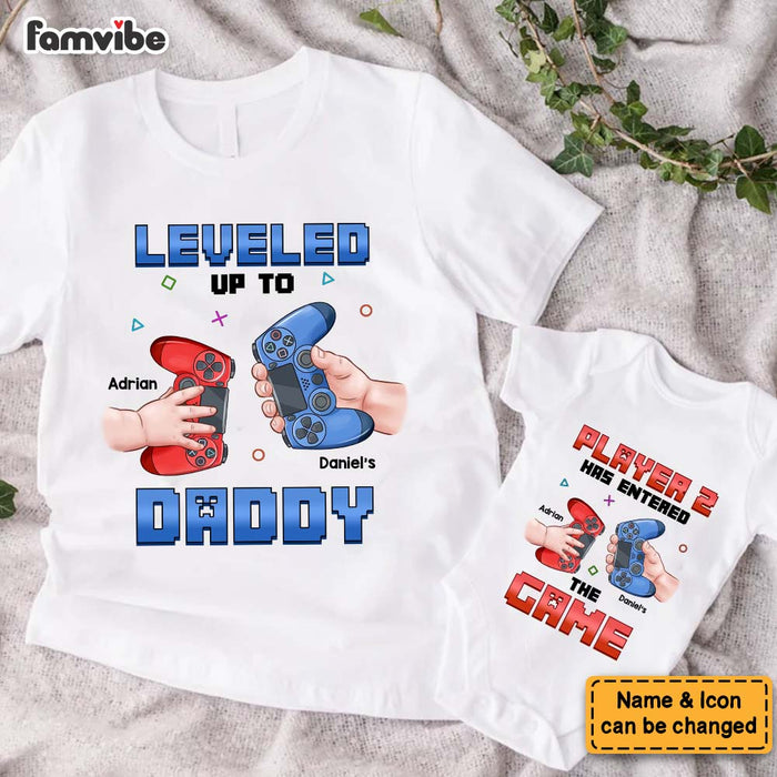 Personalized Gift For 1st Father's Day Level Up White Onesie and T-Shirt Set 33521 1