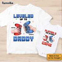 Personalized Gift For 1st Father's Day Level Up White Onesie and T-Shirt Set 33521 thumb 1