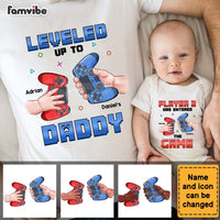 Personalized Gift For 1st Father's Day Level Up White Onesie and T-Shirt Set 33521 thumb 1