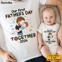 Personalized Gift For 1st Father's Day White Onesie and T-Shirt Set 33529 thumb 1