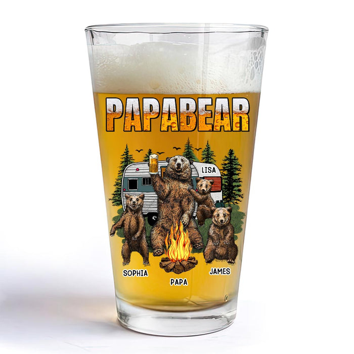 Personalized Gift For Grandpa Papabear Beer Glass 33555 1